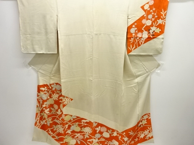 JAPANESE KIMONO / ANTIQUE KIMONO / SILK / KINSHA / KIKU & FLOWER